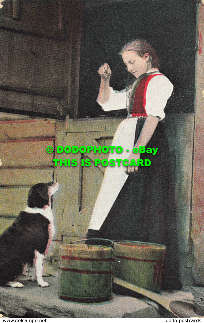 R557857 Girl With Dog. Mittet. No. 1817 - Mundo