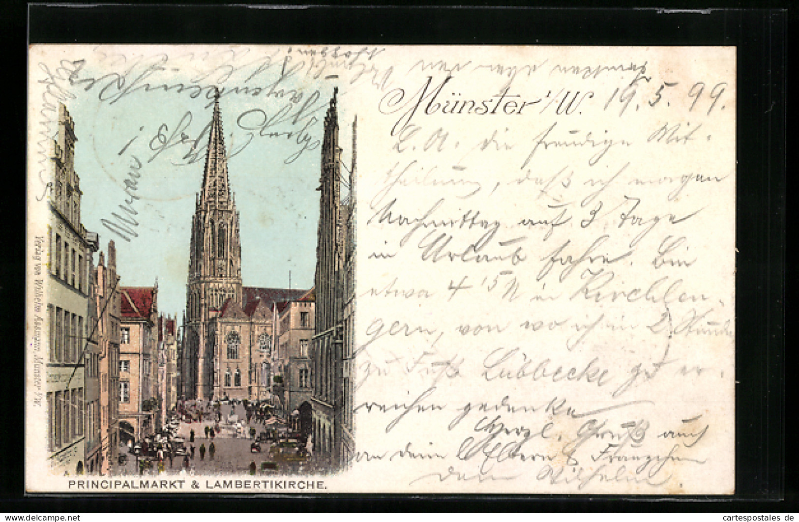 AK Münster I. W., Principalmarkt Und Lambertikirche  - Münster