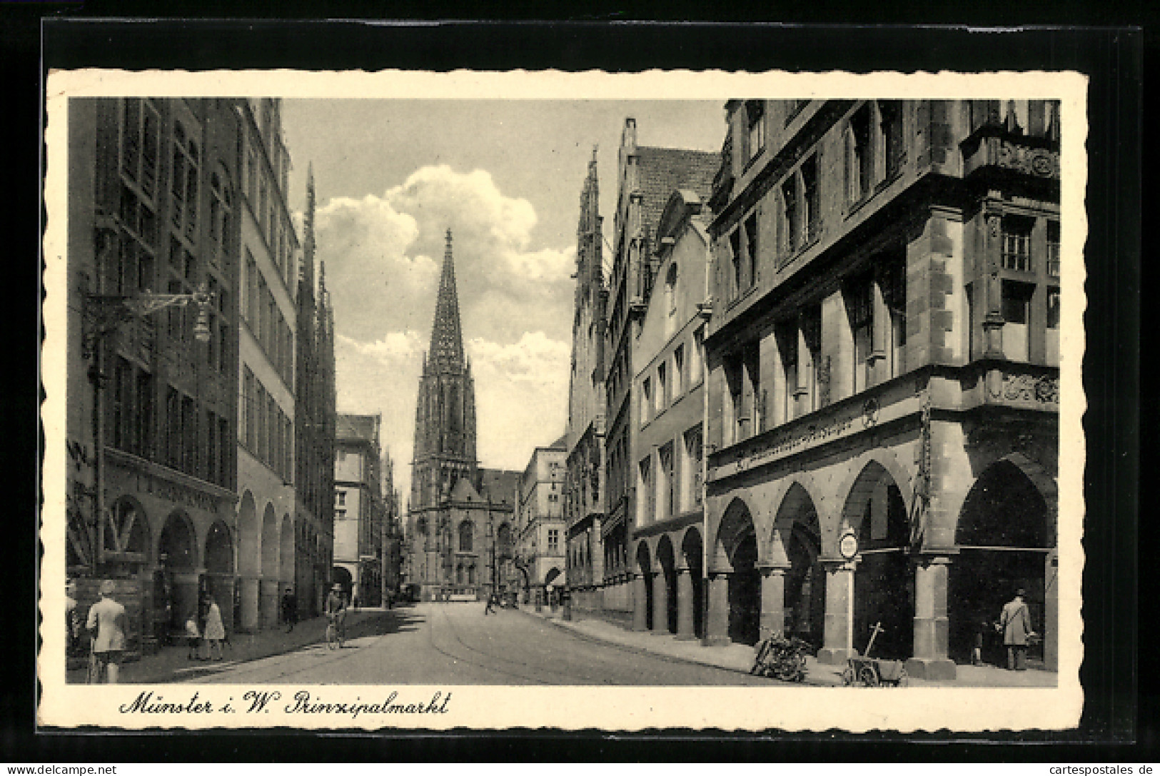 AK Münster I. W., Prinzipalmarkt Mit Lambertikirche  - Münster