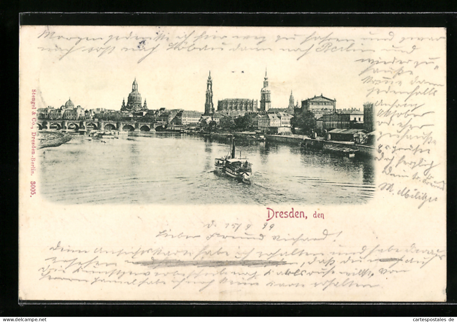 AK Dresden, Teilansicht Von Der Elbe Aus  - Dresden