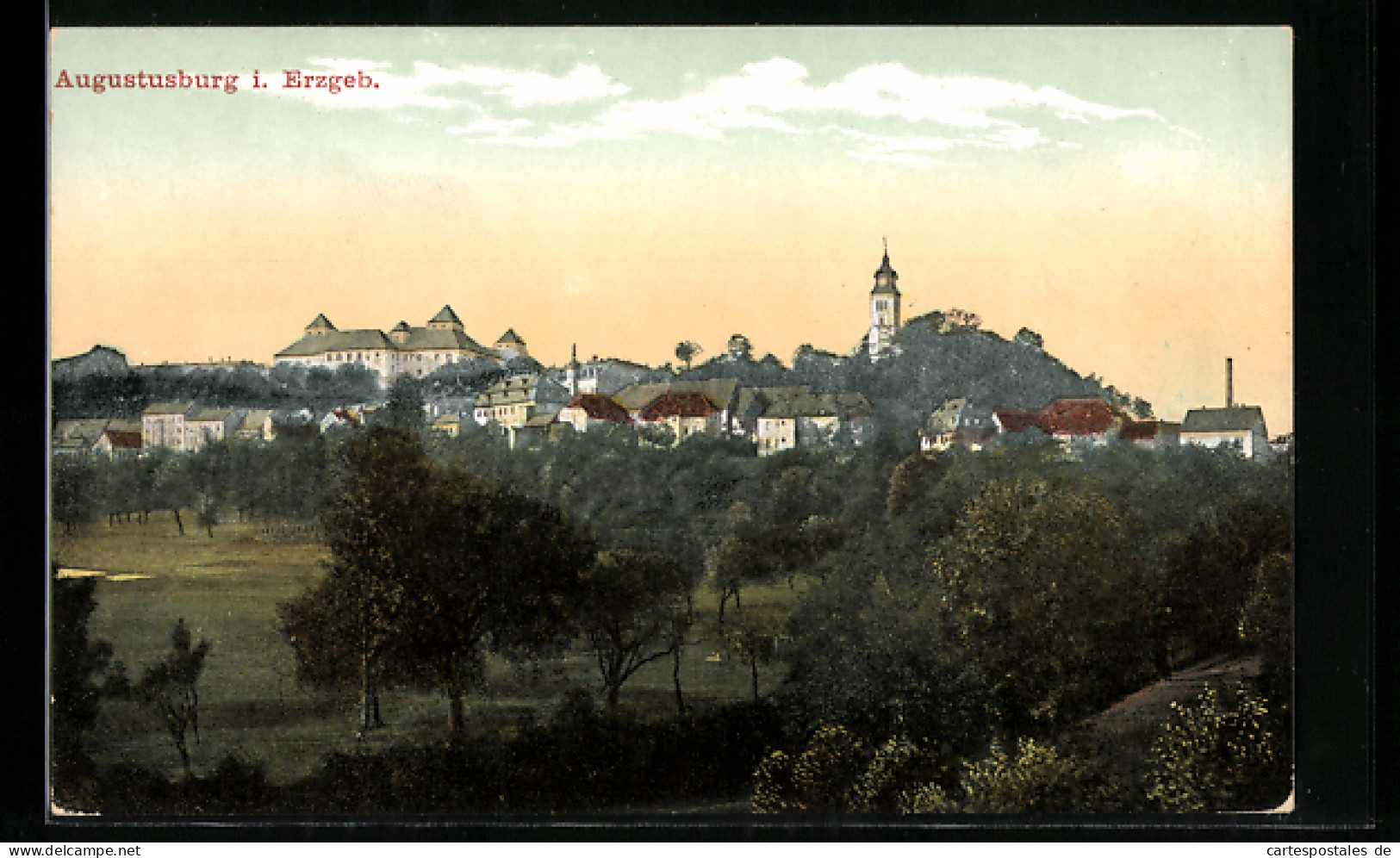 AK Augustusburg I. Erzgeb., Ortsansicht Aus Der Vogelschau  - Augustusburg