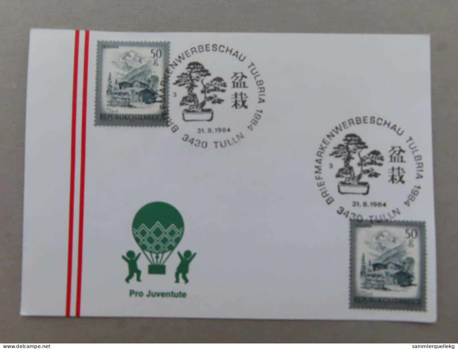 Österreich Pro Juventute - Mit Sonderstempel 31. 8. 1984 Tulln, Briefmarken Werbeschau TULBRIA  (Nr.1187) - Andere & Zonder Classificatie