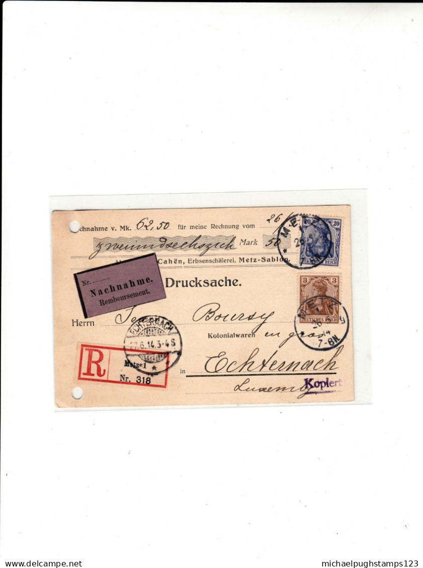 Germany / Germanias / Registered Postcards / Luxembourg / Cash - Autres & Non Classés