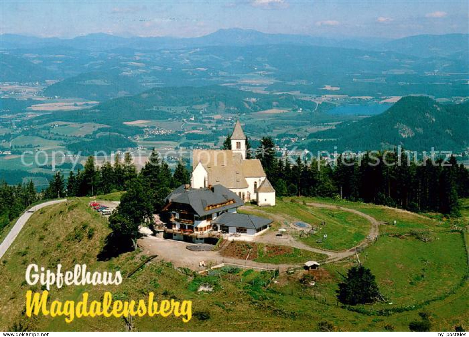 73683717 Magdalensberg Wallfahrtskirche Und Gipfelhaus Fliegeraufnahme Magdalens - Sonstige & Ohne Zuordnung