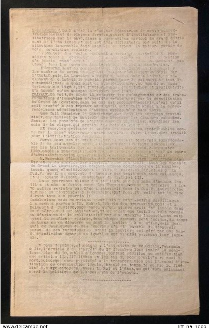 Tract Presse Clandestine Résistance Belge WWII WW2 'Sus Aux Traitres' - Documents