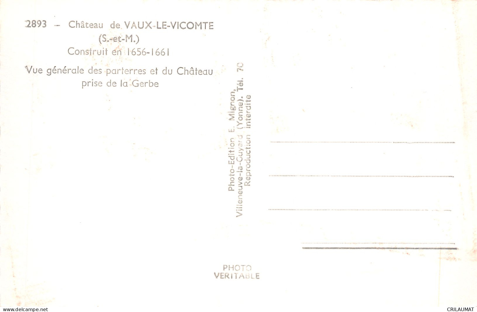 77-VAUX LE VICOMTE-N°T5077-B/0217 - Vaux Le Vicomte