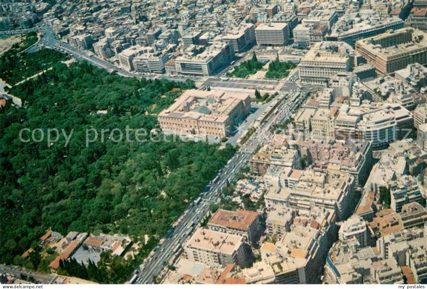 73682694 Athen Griechenland Fliegeraufnahme Mit Parlament National Garden Und St - Griechenland