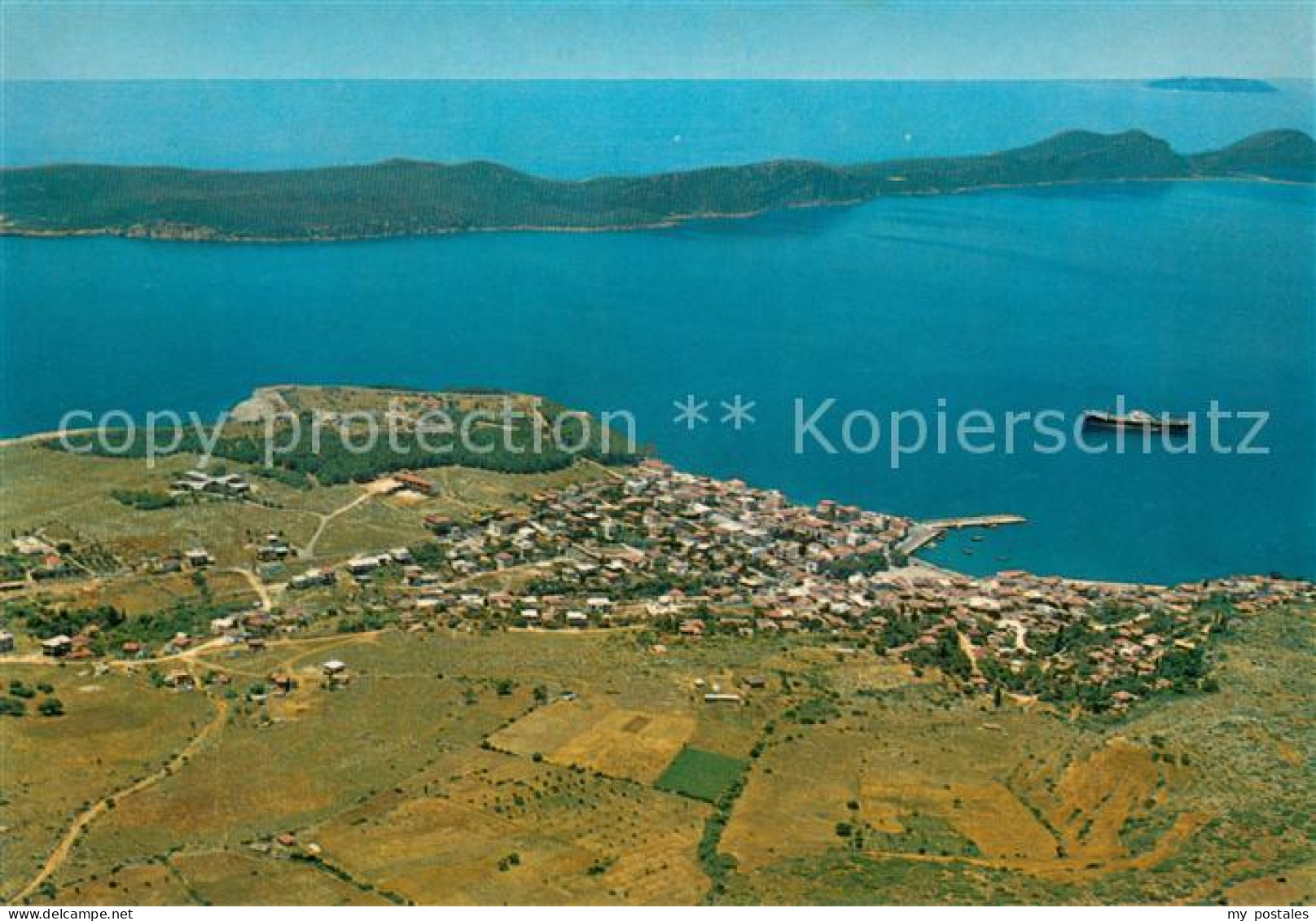 73682673 Pylos Pilos Greece Stadt Burg Und Insel Sphaktiria Fliegeraufnahme  - Griekenland