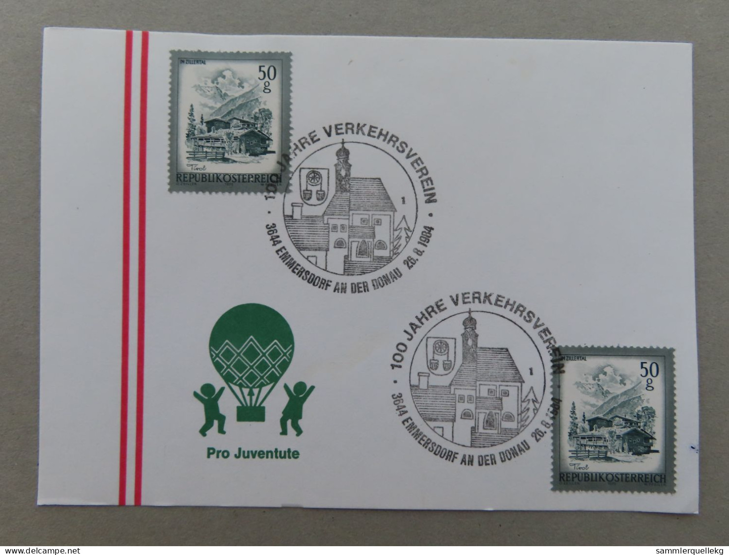 Österreich Pro Juventute - Mit Sonderstempel 28. 8. 1984 Emmersdorf An Der Donau, 100 Jahre Verkehrsverein (Nr.1189) - Altri & Non Classificati