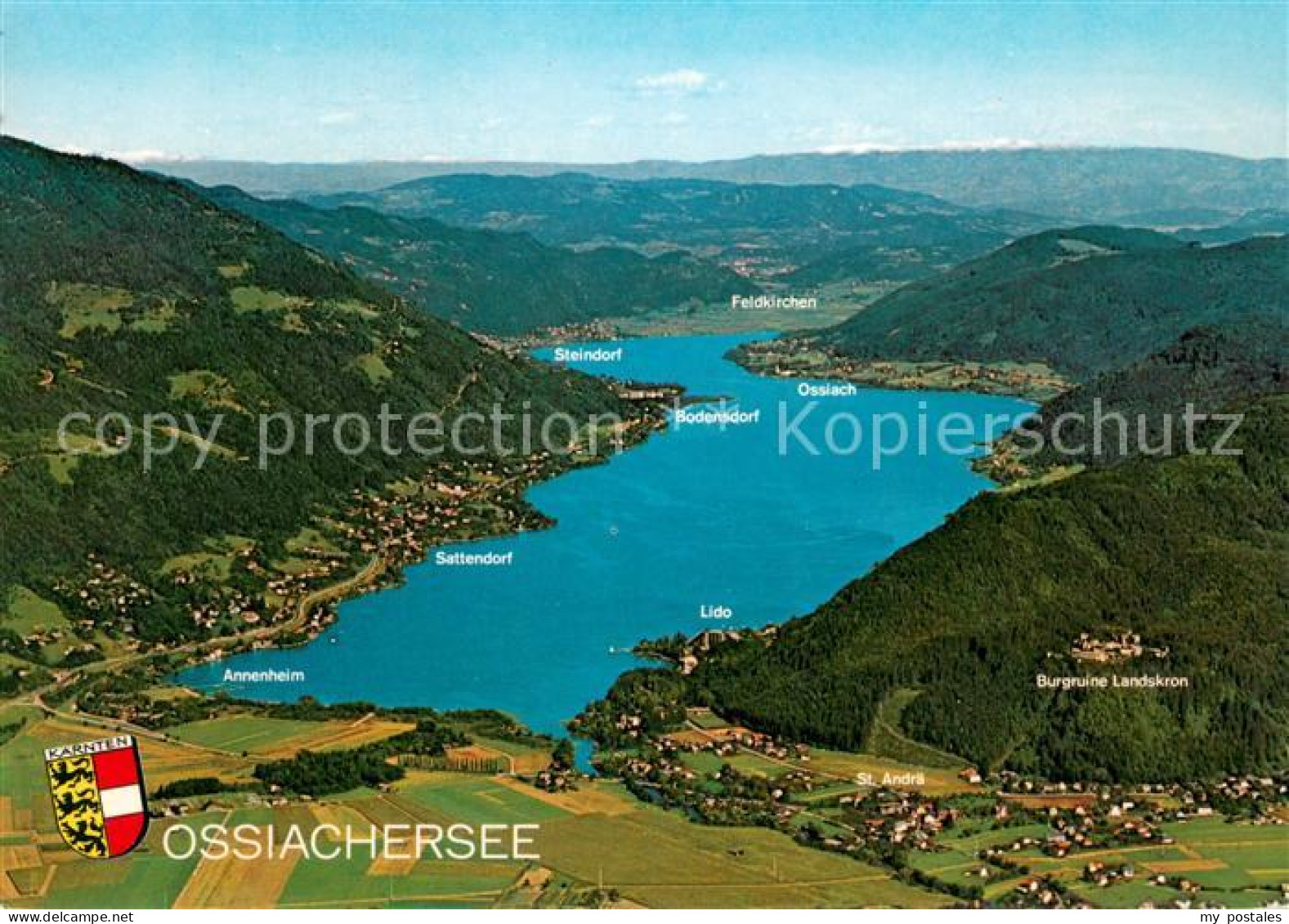 73682559 Ossiach Ossiachersee Fliegeraufnahme Mit Burgruine Landskron Ossiach Os - Sonstige & Ohne Zuordnung