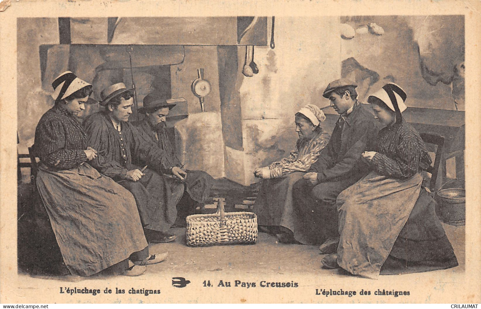 23-AU PAYS CREUSOIS FOLKLORE EPLUCHAGE DES CHATAIGNES-N°T5079-H/0371 - Other & Unclassified