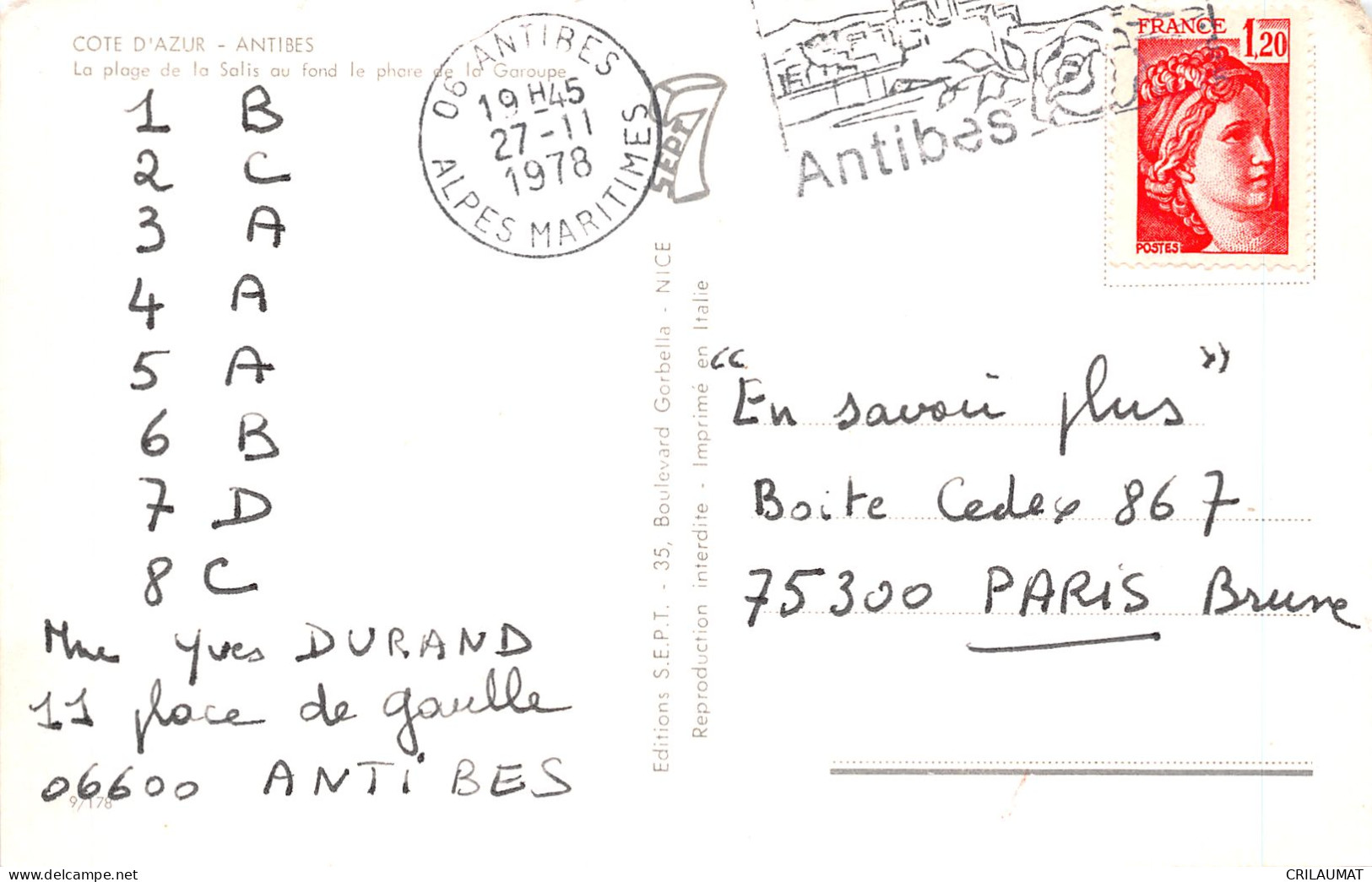 06-ANTIBES-N°T5080-B/0223 - Other & Unclassified