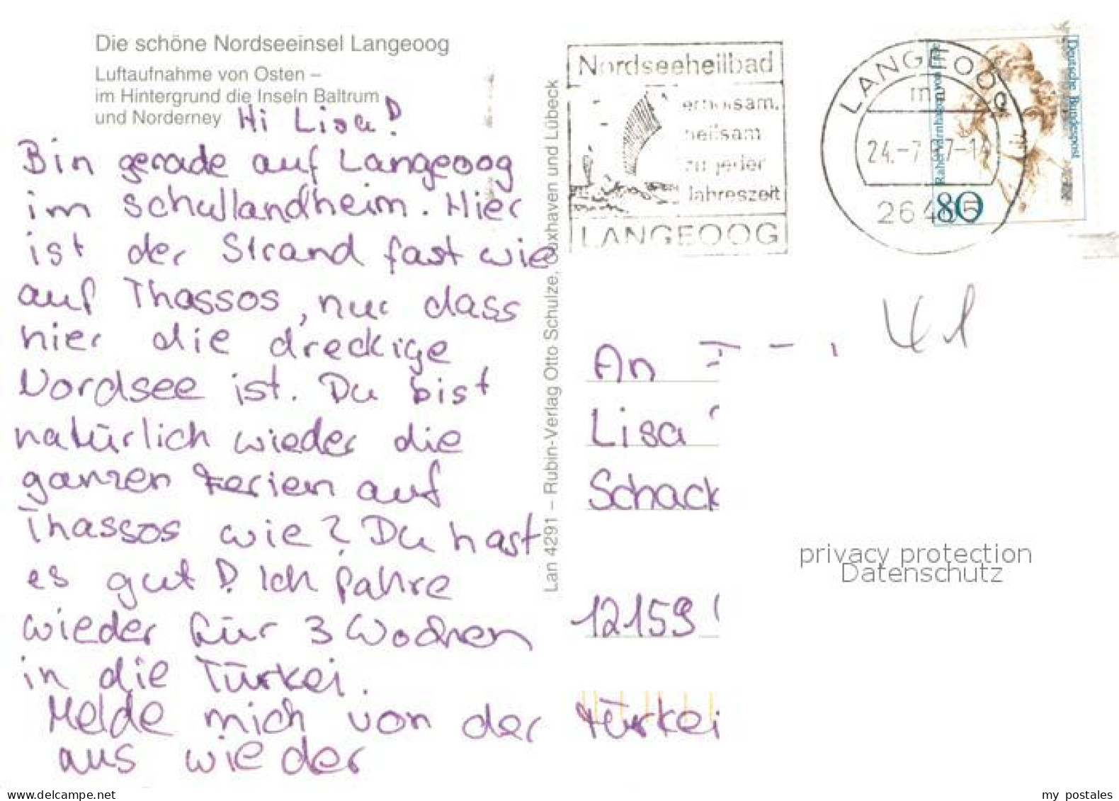 73681404 Langeoog Nordseebad Fliegeraufnahme Mit Insel Baltrum Und Norderney Lan - Langeoog