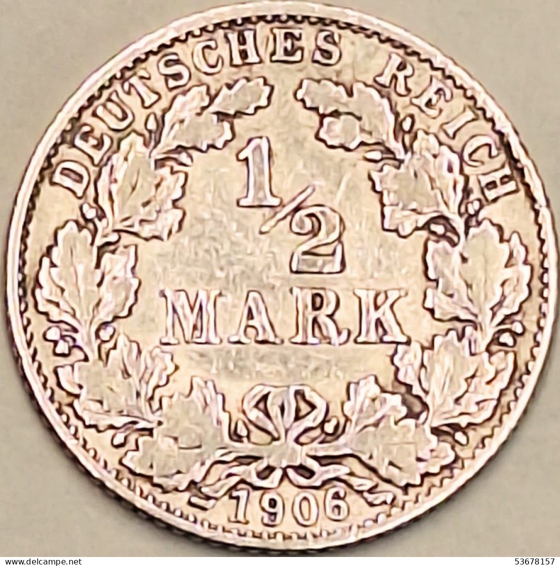Germany Empire - 1/2 Mark 1906 D, KM# 17, Silver (#4424) - Autres – Europe