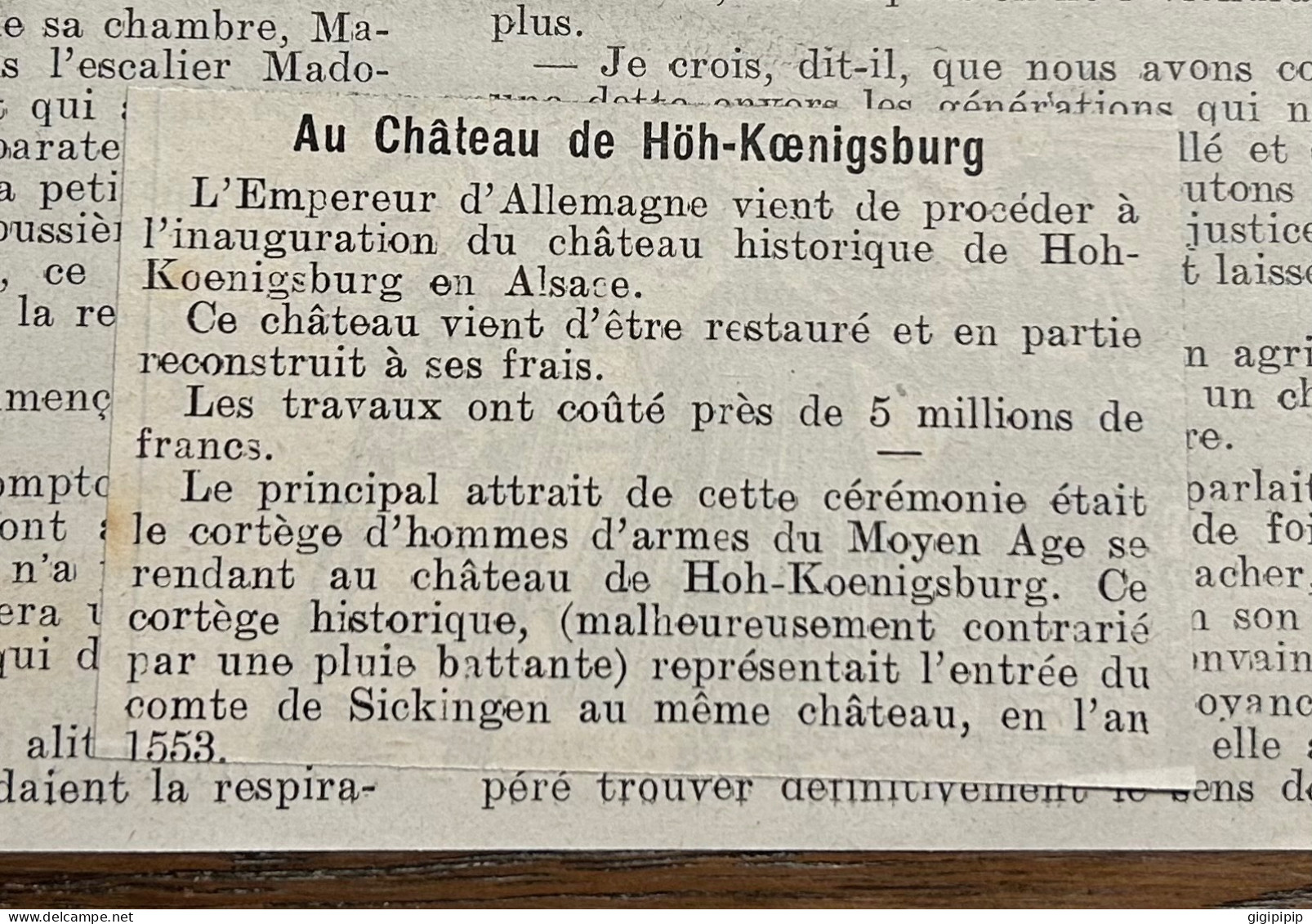 1908 PATI AU CHATEAU HISTORIQUE DE Haut HOH KONINGSBURG, ALSACE L'empereur Guillaume - Collezioni