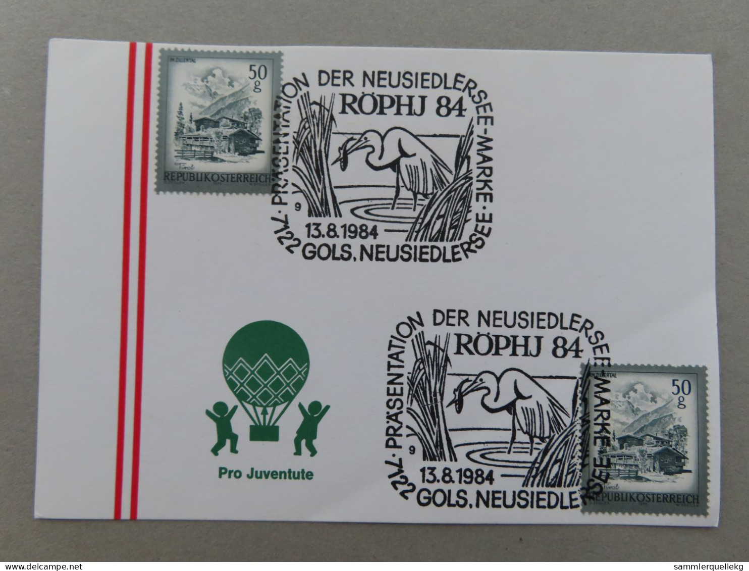 Österreich Pro Juventute - Mit Sonderstempel 13.8.1984 Glos, Präsentation Der Neusiedler Briefmarke  (Nr.1194) - Other & Unclassified