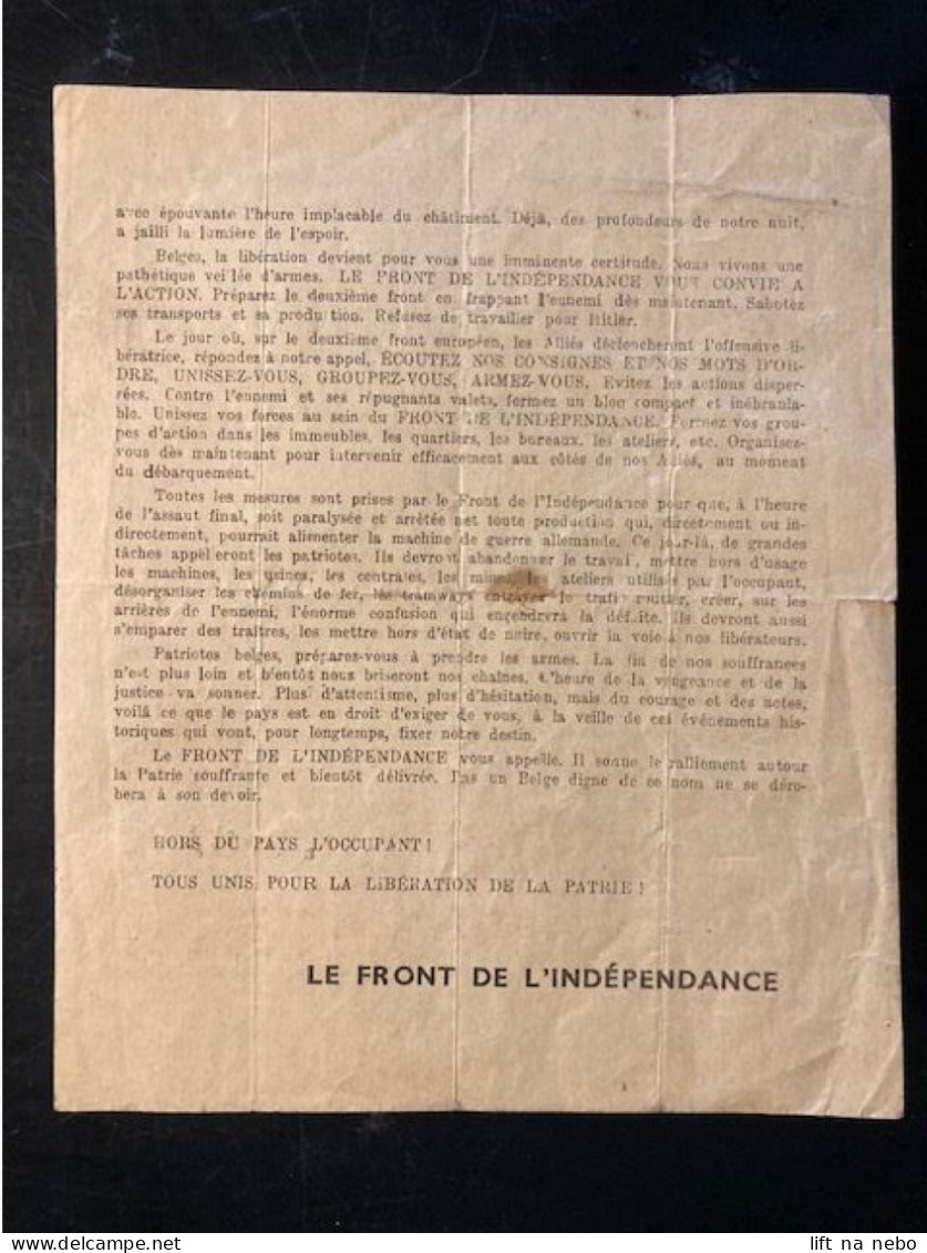 Tract Presse Clandestine Résistance Belge WWII WW2 'Patriotes,Debout! La Libération Approche...' - Documents