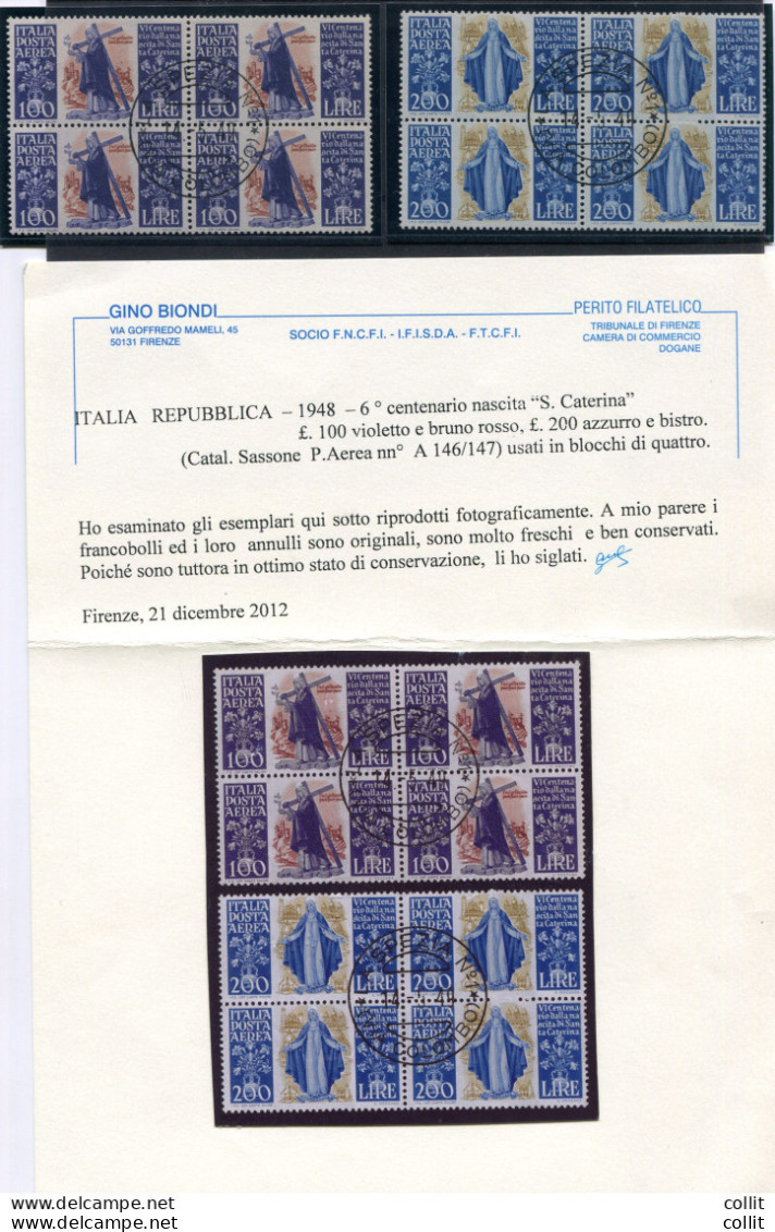 Santa Caterina - Posta Aerea Lire 100 E 200 Quartine Usate - Variedades Y Curiosidades