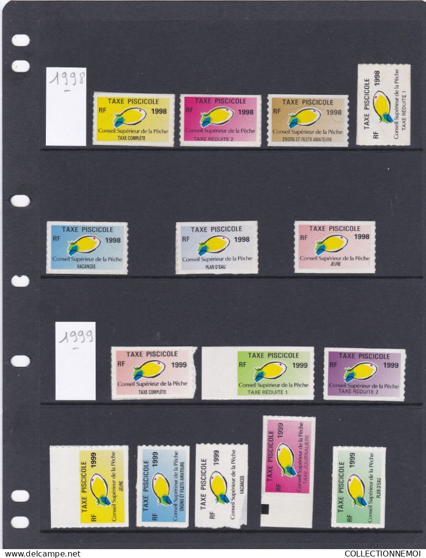 Lotde FISCAUX De Timbres De TAXE PISCICOLE ,, ANNEES 1998 Et 1999 - Sellos