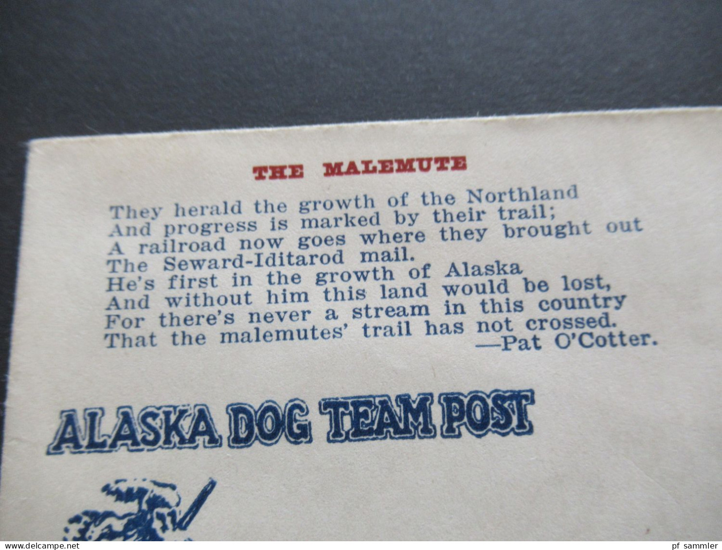 USA 1959 Alaska Dog Team Post Mit Unterschrift / Signatures Of Postmasters Stempel Alaska Savoonga Und Gambell - Arctic Expeditions