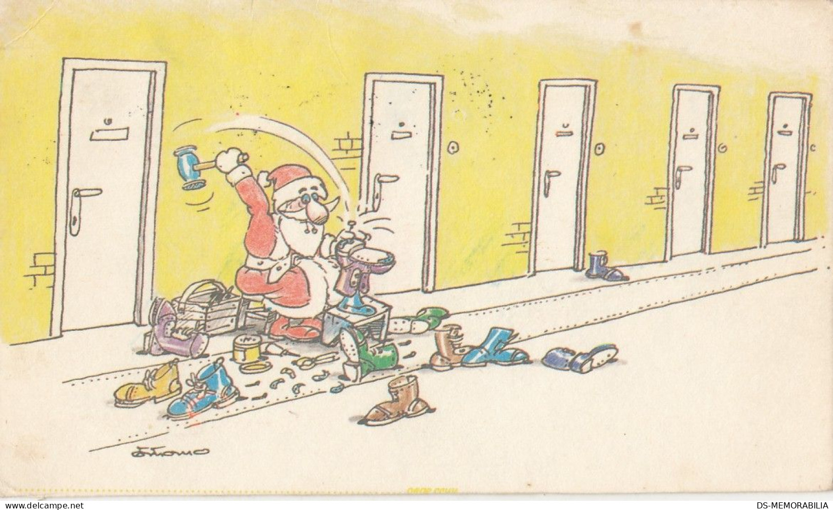 Santa Claus Shoemaker Cobbler Old Postcard - Santa Claus