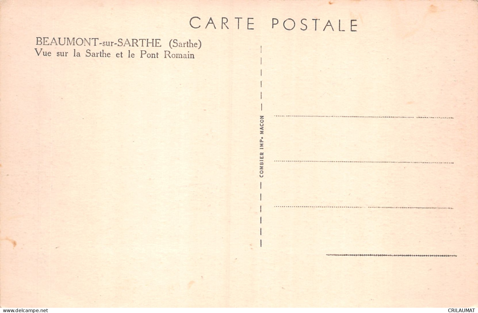 72-BEAUMONT SUR SARTHE-N°T5084-B/0301 - Beaumont Sur Sarthe