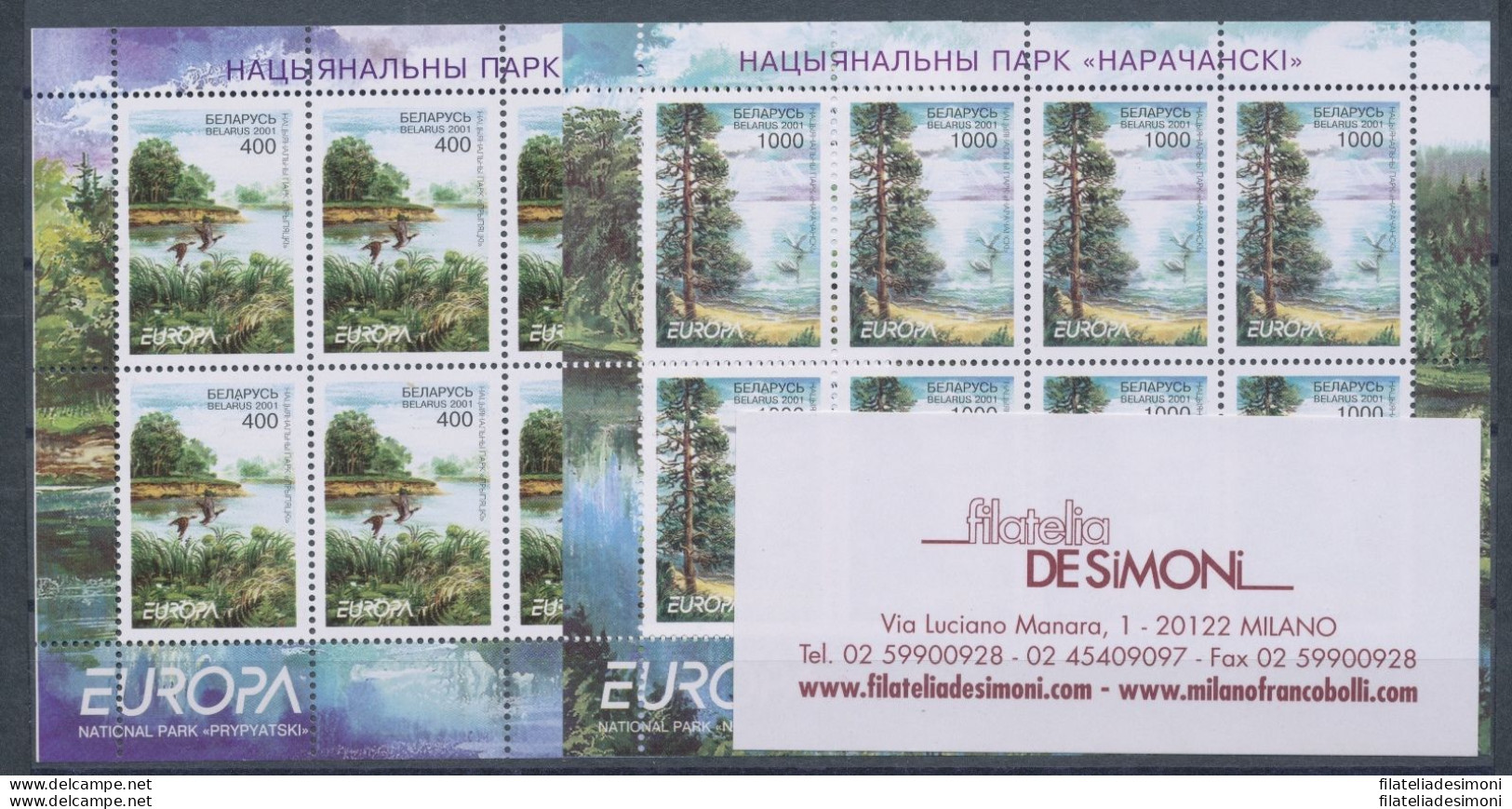 2001 EUROPA CEPT Bielorussia 2 Minifogli "Acqua" MNH** - Altri & Non Classificati