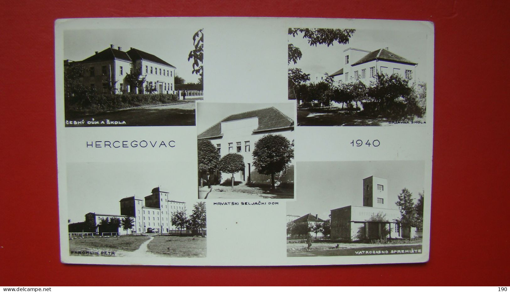 Hercegovac(1940). Cesky Dum A Skola,Hrvatski Seljacki Dom,Vatrogasno Spremiste. - Croatia
