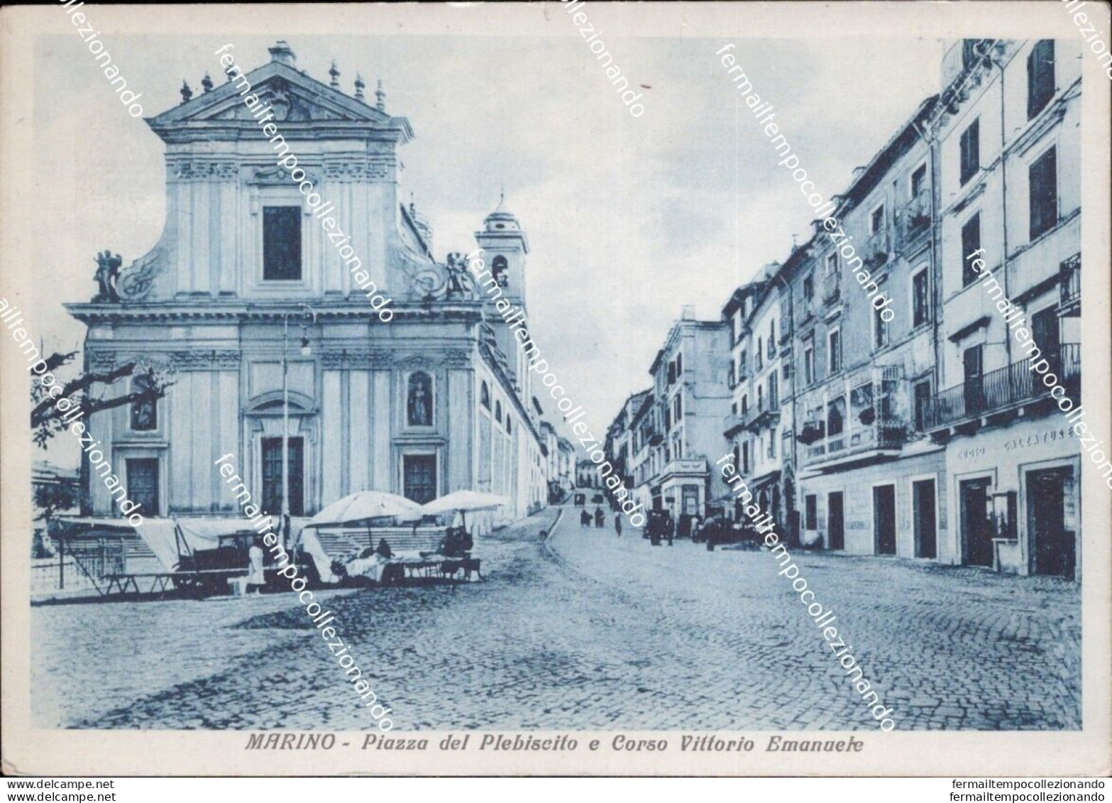 Ba703 Cartolina  Marino Piazza Del Plebiscito E Corso V.emanuele Roma Lazio - Other & Unclassified