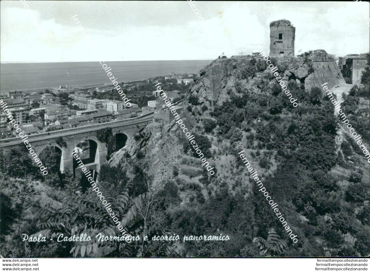 Bn12 Cartolina Paola Castello Normanno E Scorcio Panoramico Cosenza - Cosenza