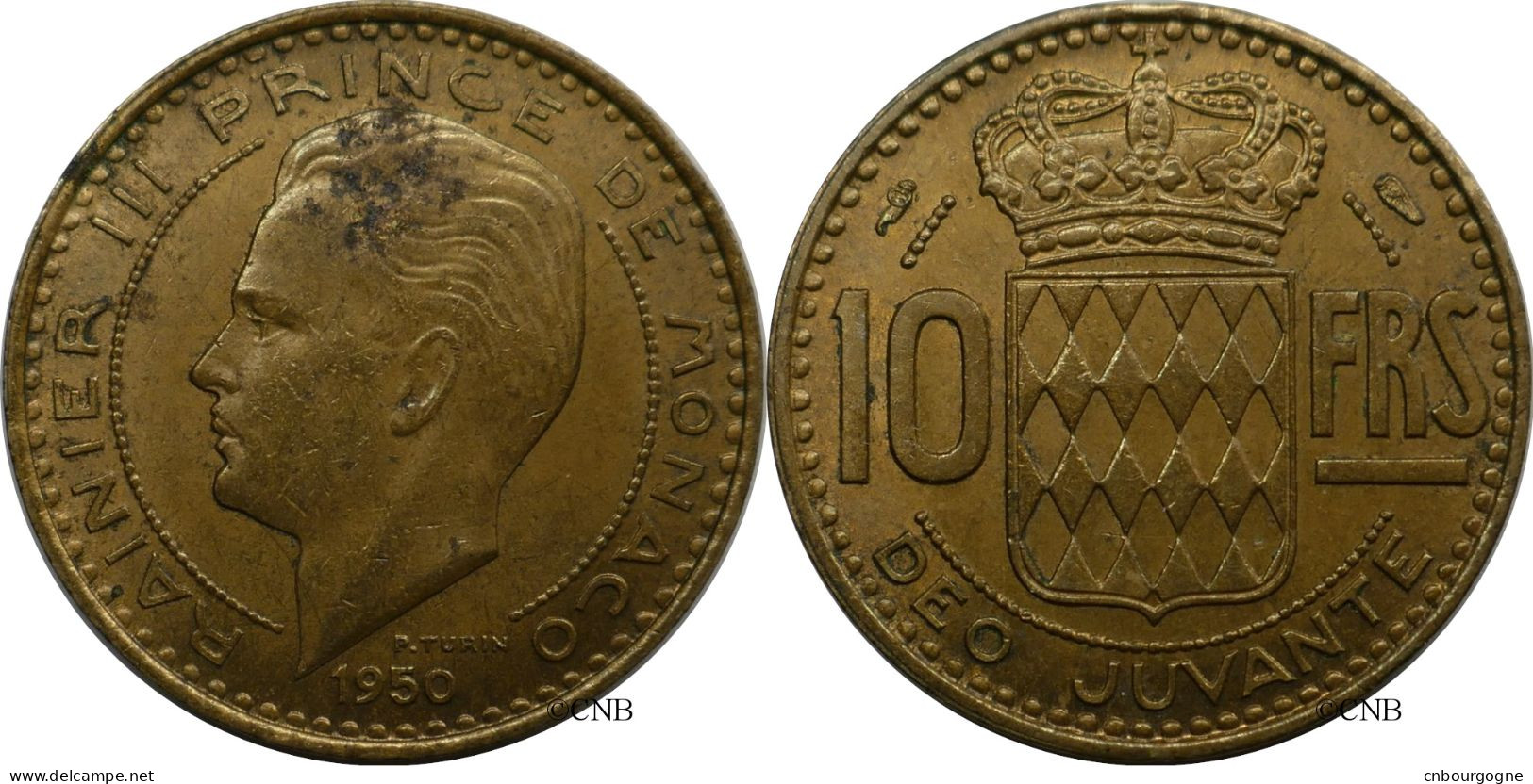 Monaco - Principauté - Rainier III - 10 Francs 1950 - SUP/AU55 Taches - Mon6772 - 1949-1956 Franchi Antichi
