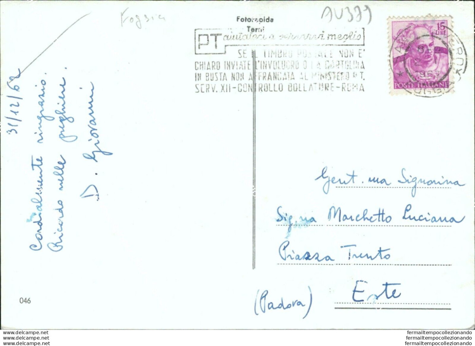 Au379  Cartolina Saluti Da S.severo Provincia Di Foggia - Foggia