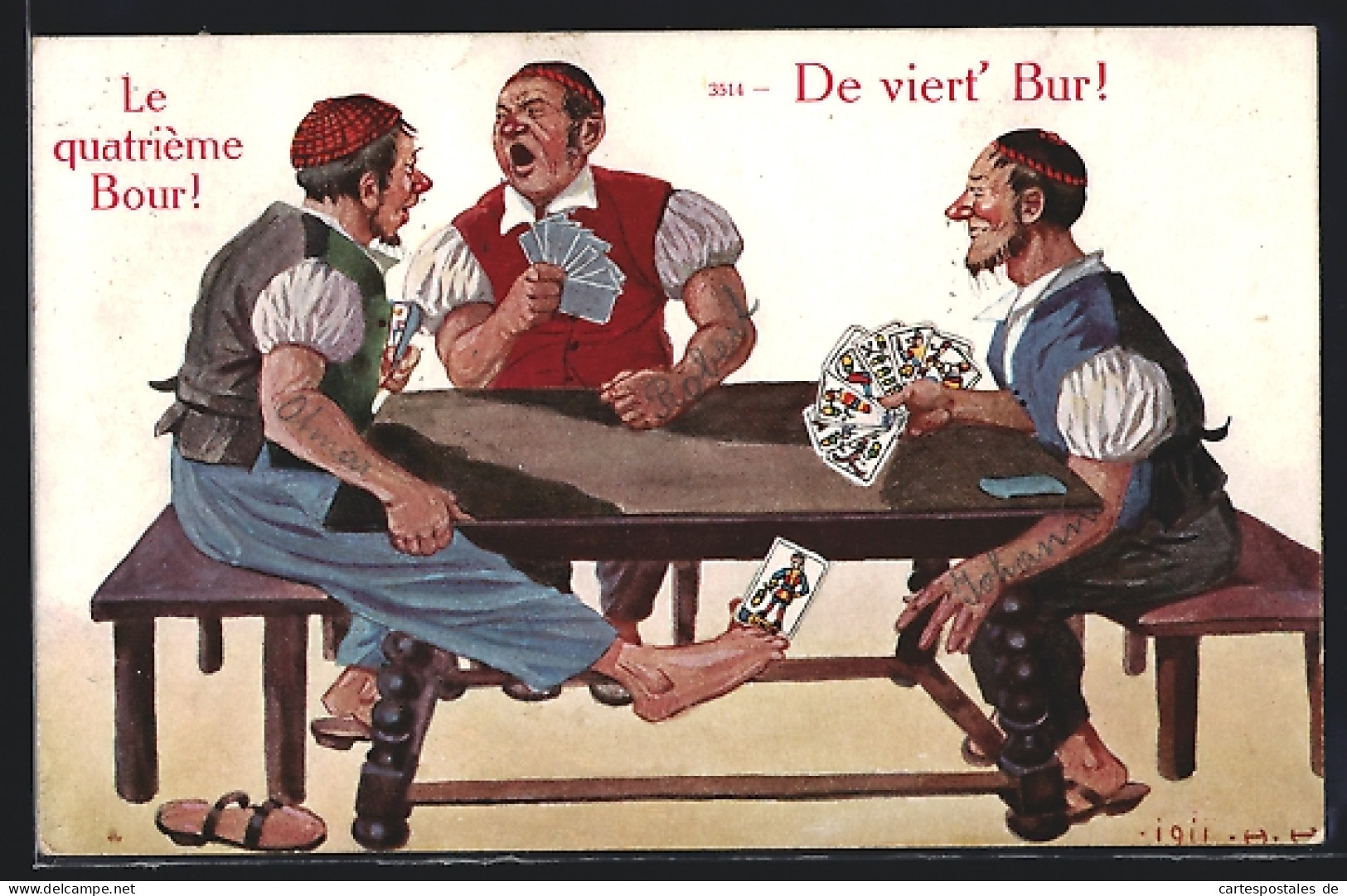 Künstler-AK De Viert` Bur!, Männer Beim Kartenspiel  - Playing Cards