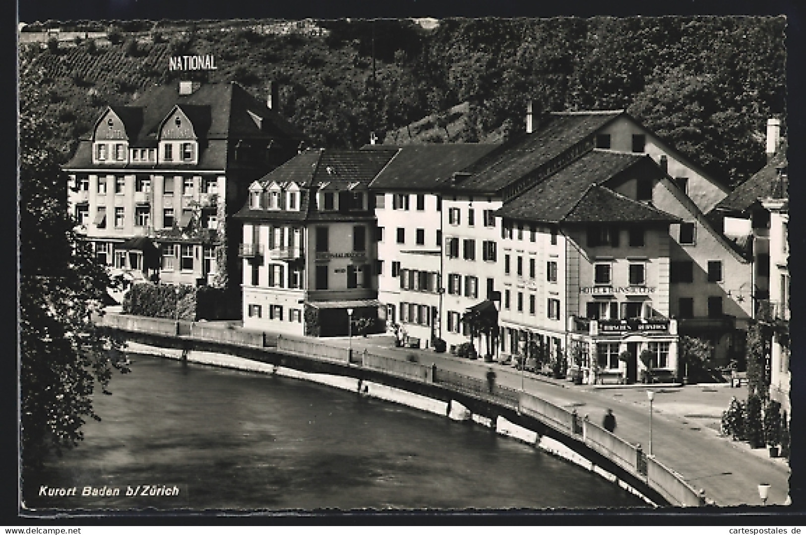 AK Baden B. Zürich, Hotel Zum Hirschen Und Thermalbäder Am Wasser  - Baden