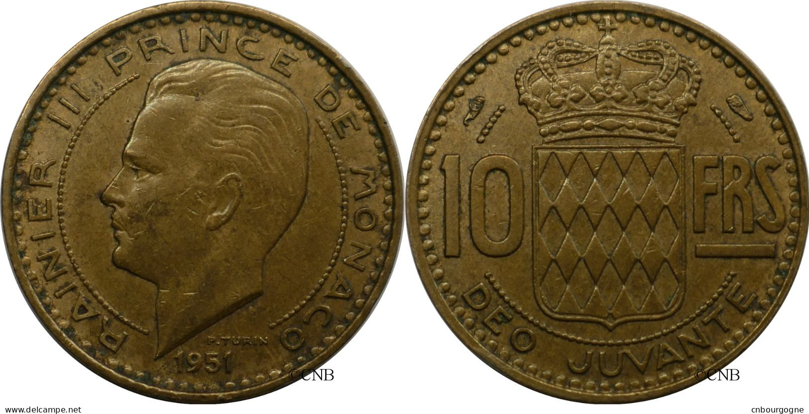 Monaco - Principauté - Rainier III - 10 Francs 1951 - TTB+/AU50 - Mon6773 - 1949-1956 Franchi Antichi