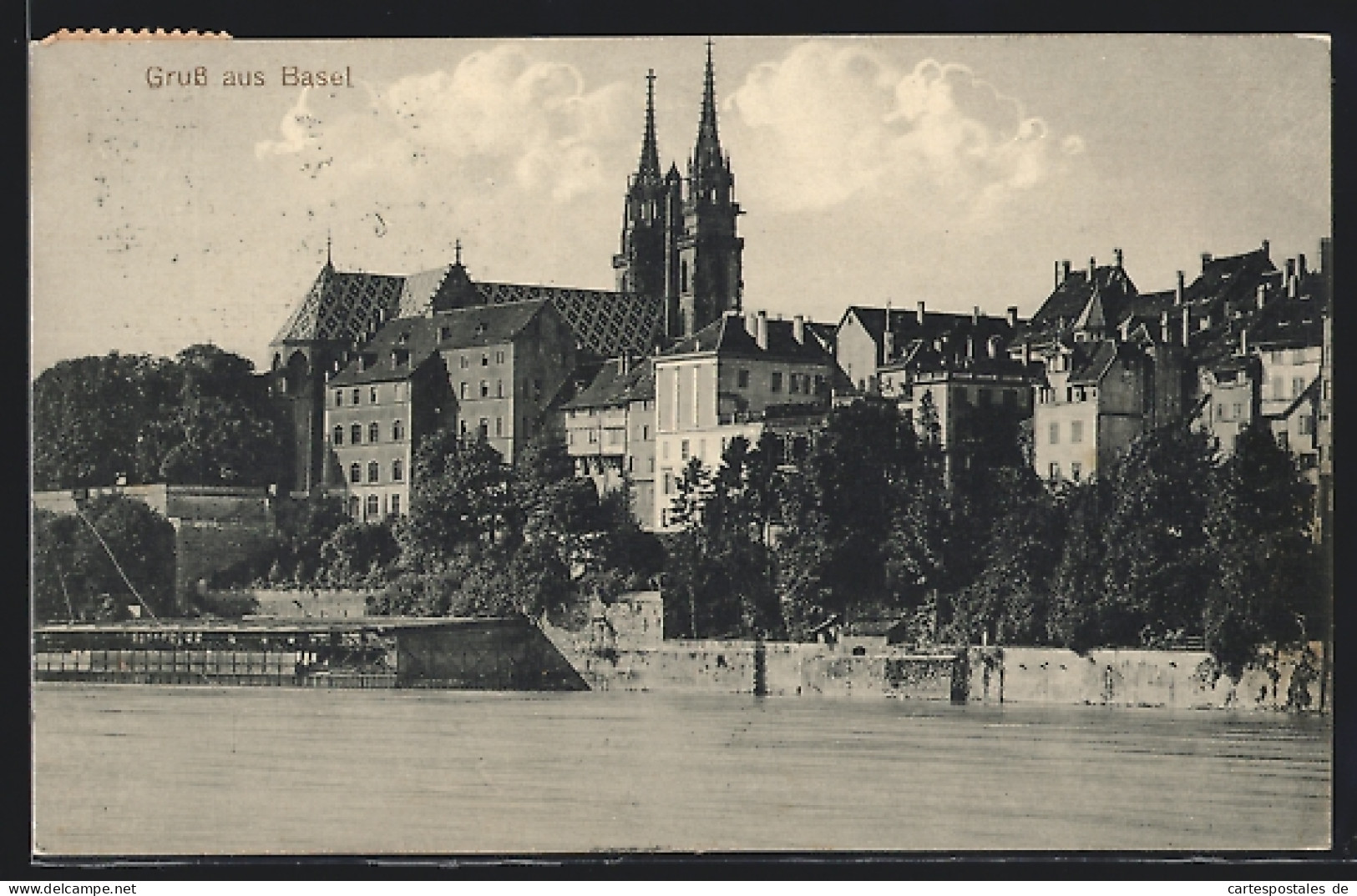 AK Basel, Blick über Den Rhein  - Bâle