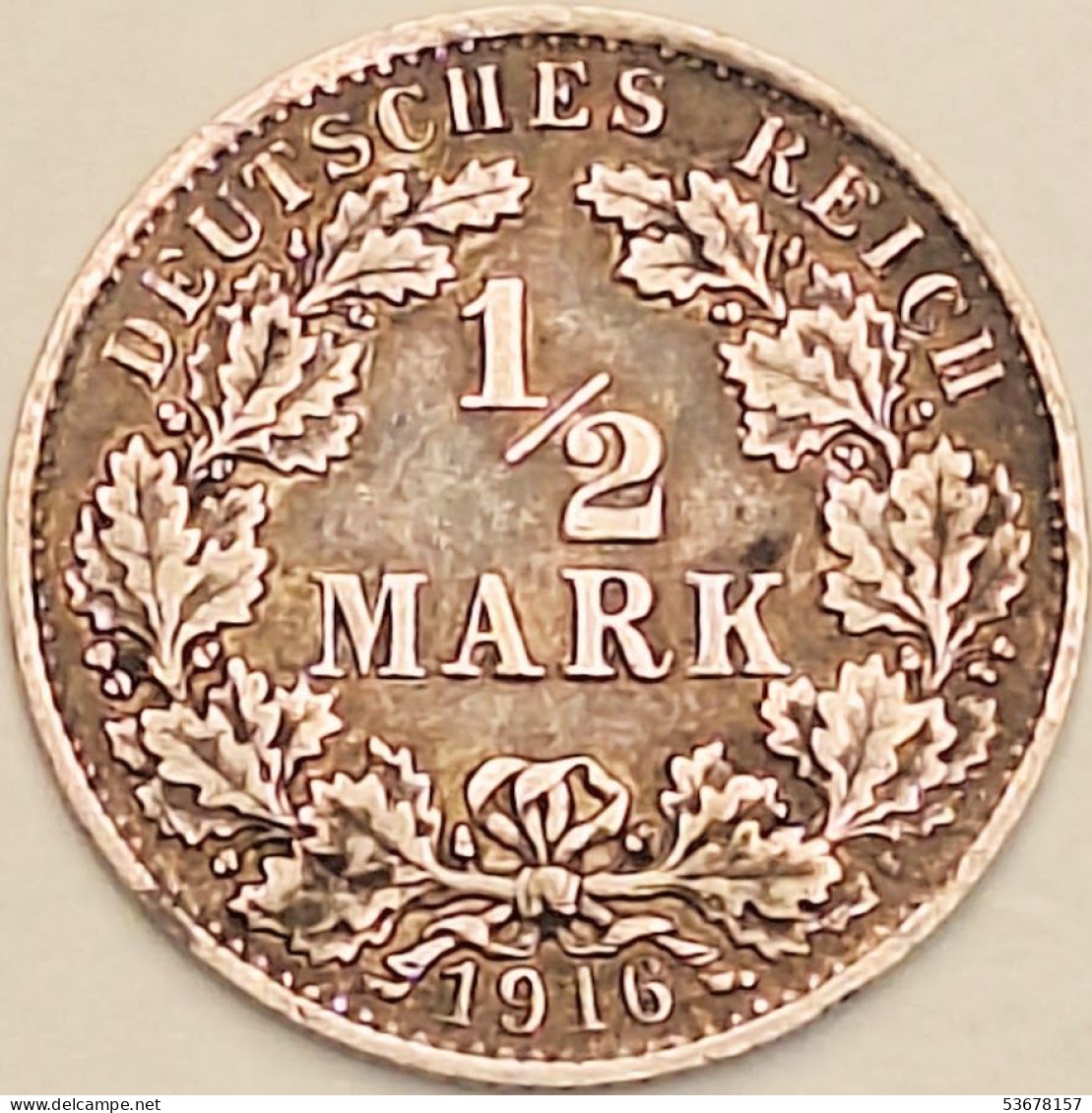 Germany Empire - 1/2 Mark 1916 A, KM# 17, Silver (#4425) - Other - Europe
