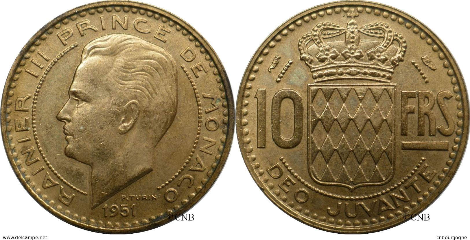 Monaco - Principauté - Rainier III - 10 Francs 1951 - SUP Nettoyée - Mon6573 - 1949-1956 Francos Antiguos