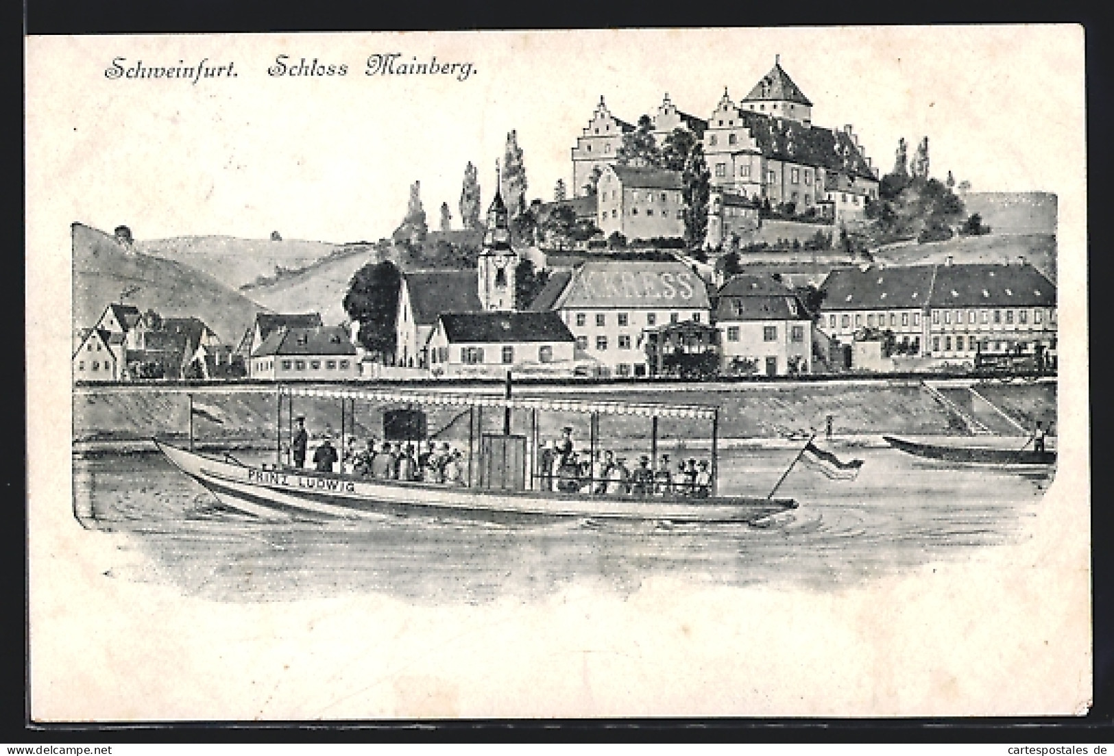 AK Schweinfurt, Schloss Mainberg Mit Boot Prinz Ludwig  - Schweinfurt