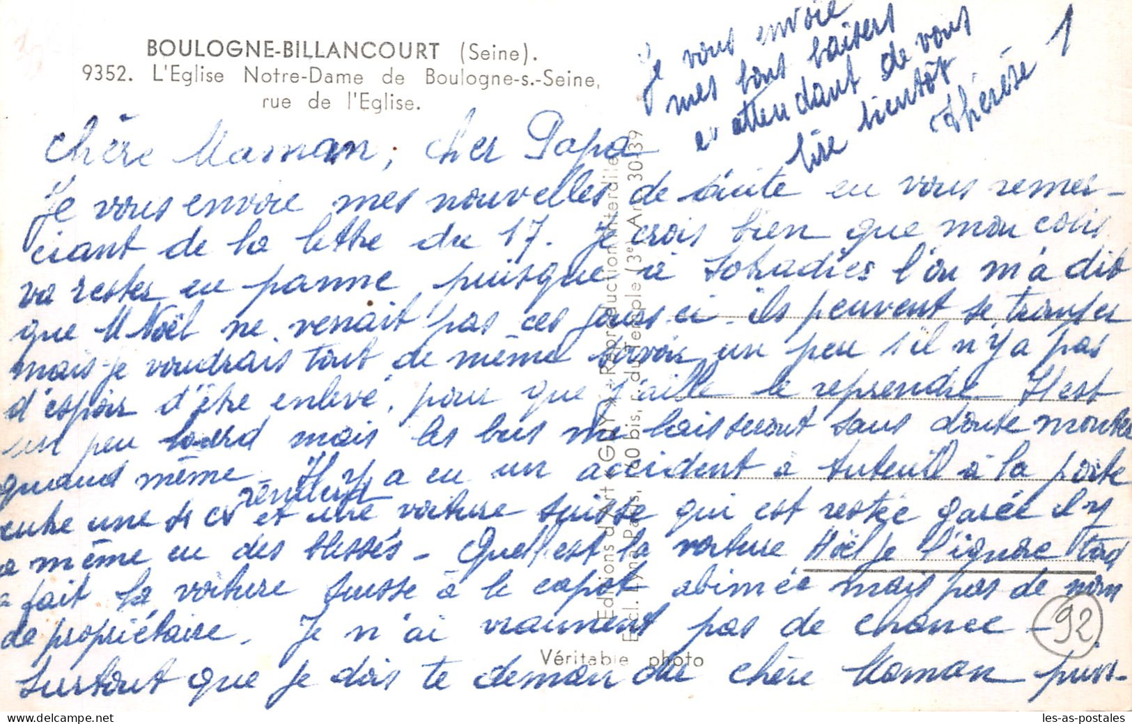 92 BOULOGNE BILLANCOURT L EGLISE NOTRE DAME - Boulogne Billancourt
