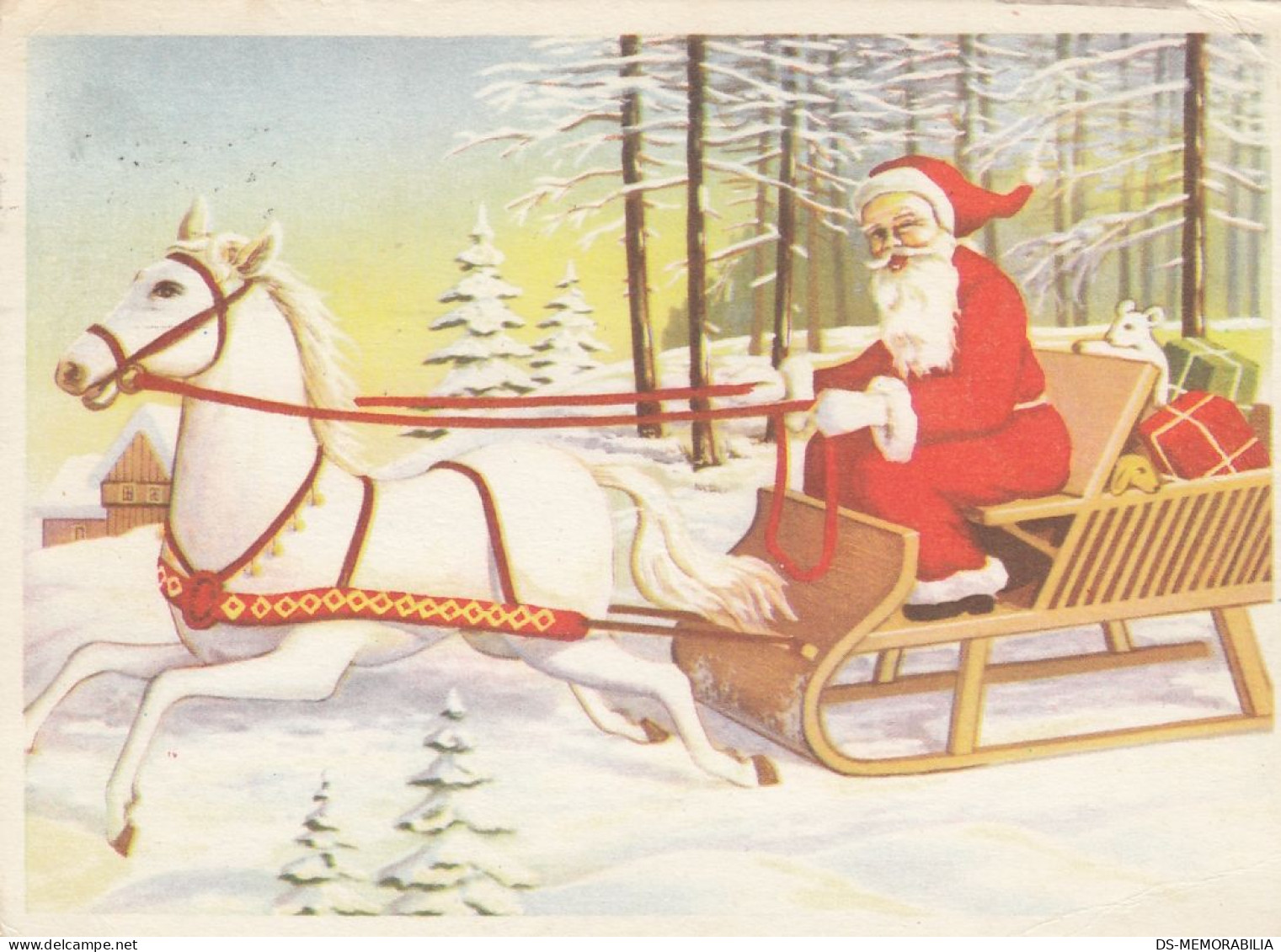 Santa Claus Horse Sled Christmas Gifts Delivery Old Postcard - Santa Claus
