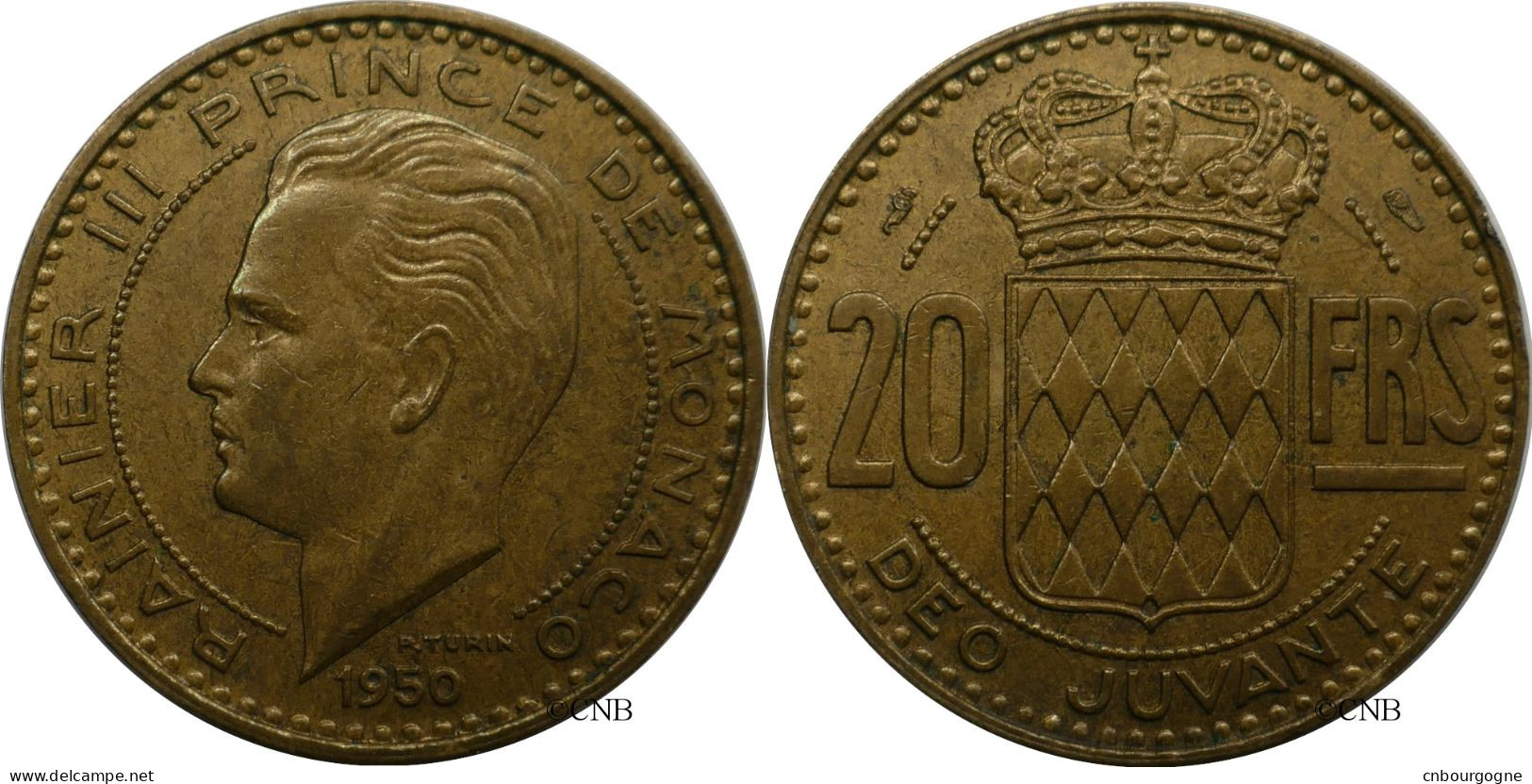 Monaco - Principauté - Rainier III - 20 Francs 1950 - TTB+/AU50 - Mon6774 - 1949-1956 Oude Frank