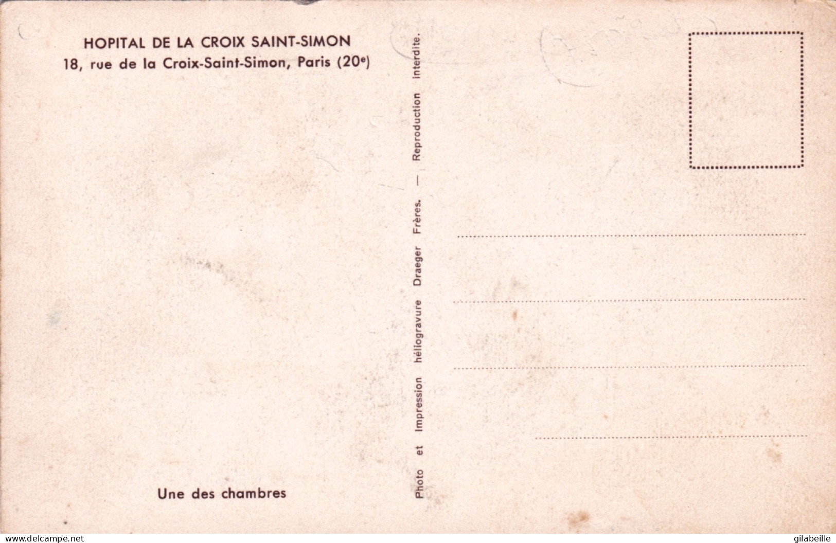 75 -  PARIS 20e 18, Rue De La Croix-Saint-Simon Hopital -  Une Des Chambres - Arrondissement: 20