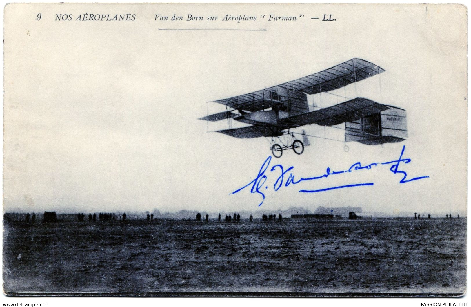 Précurseurs / Carte Postale Aviation Autographe Signature De L'aviateur VAN DEN BORN Sur Biplan Farman - Flieger