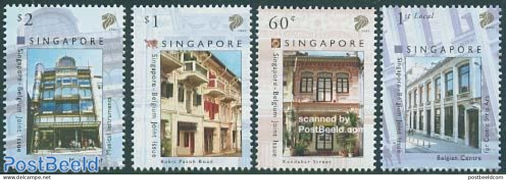 Singapore 2005 Shops 4v, Joint Issue Belgium, Mint NH, Performance Art - Various - Music - Joint Issues - Art - Archit.. - Musica
