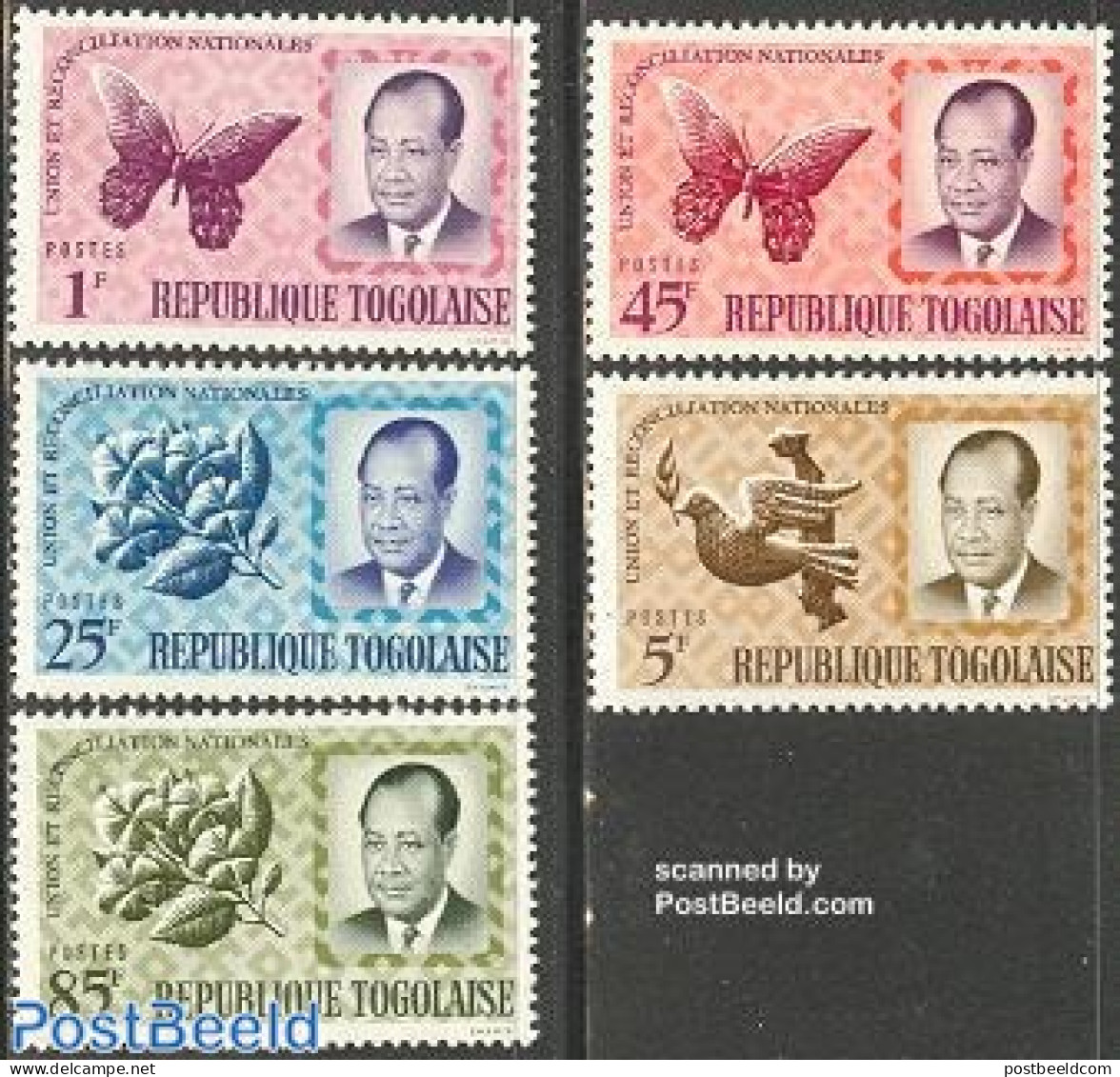 Togo 1964 National Unity 5v, Mint NH, Nature - Butterflies - Togo (1960-...)
