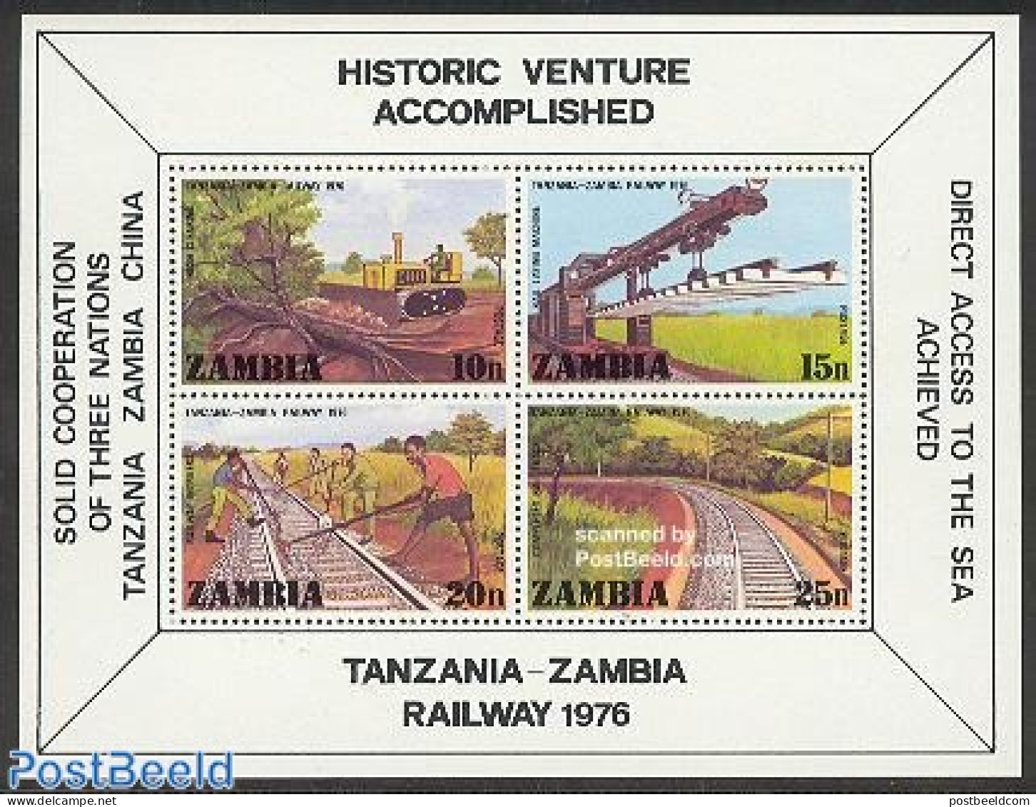 Zambia 1976 Railways S/s, Mint NH, Transport - Railways - Trenes