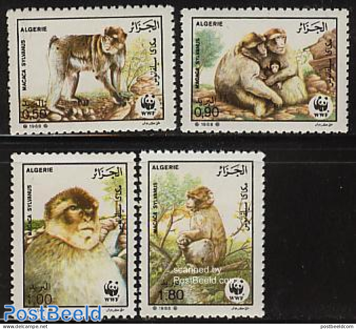 Algeria 1988 WWF, Monkeys 4v, Mint NH, Nature - Monkeys - World Wildlife Fund (WWF) - Nuevos