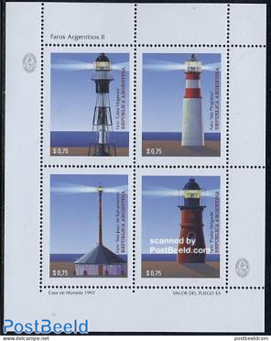 Argentina 1997 Lighthouses 4v M/s, Mint NH, Various - Lighthouses & Safety At Sea - Nuevos