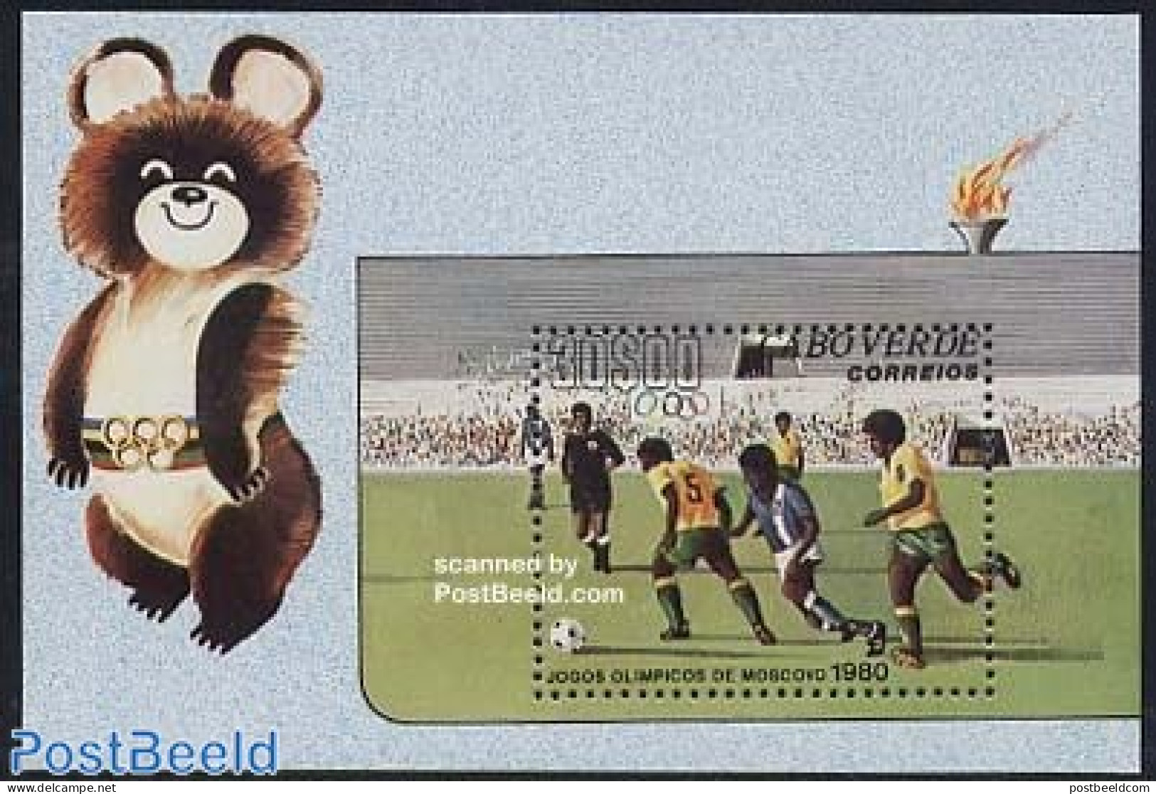 Cape Verde 1980 Olympic Games S/s, Mint NH, Nature - Sport - Bears - Football - Olympic Games - Sport (other And Mixed) - Kaapverdische Eilanden